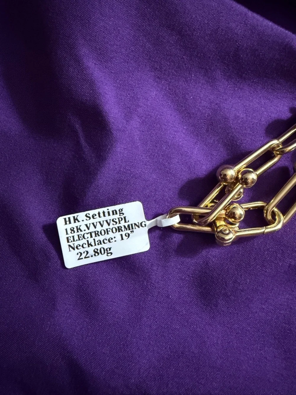 18k SOLID GOLD hardware style necklace - Picture 3 of 5